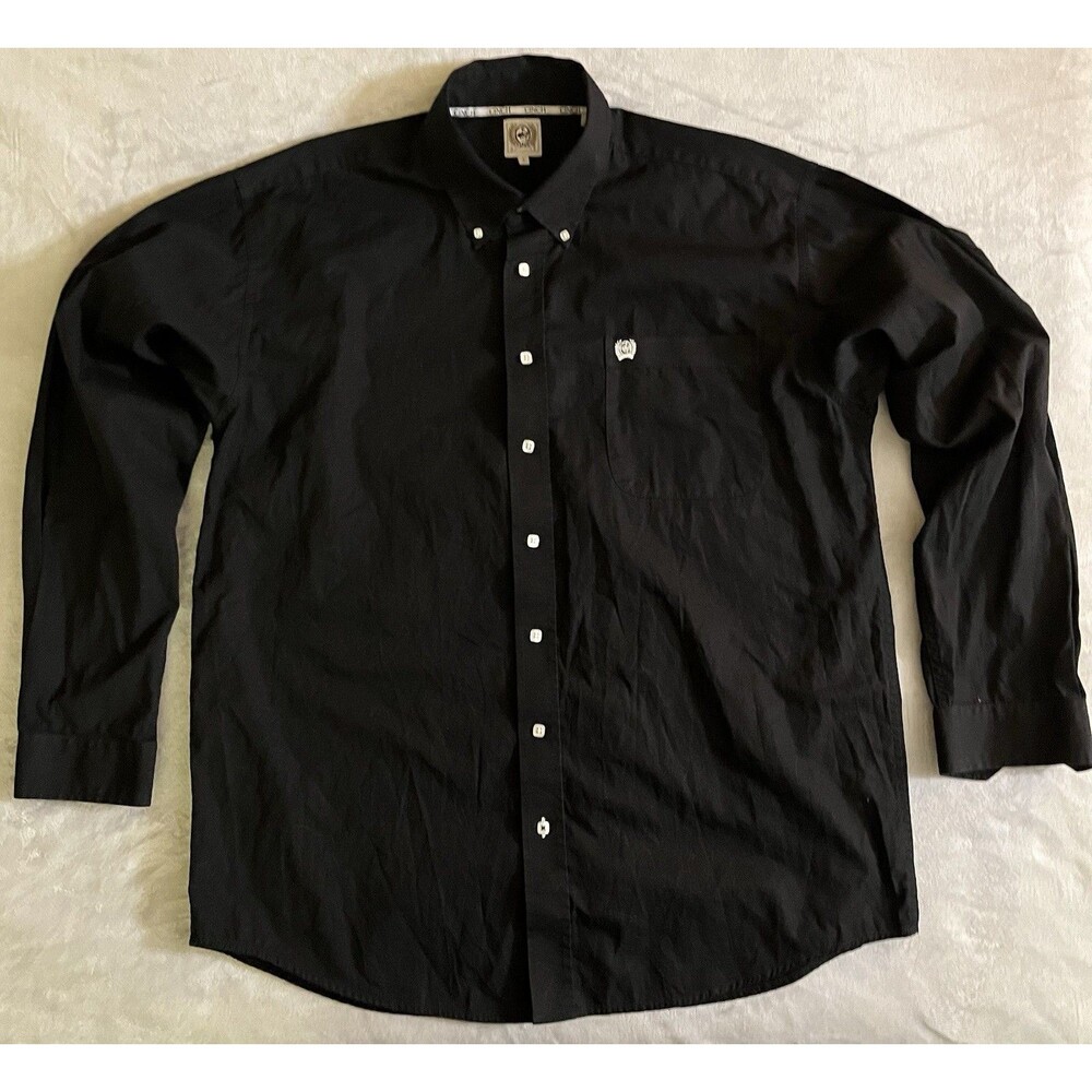Cinch Men's Large Jet Black Solid Button Down Western Shirt Long Sleeve NWOT